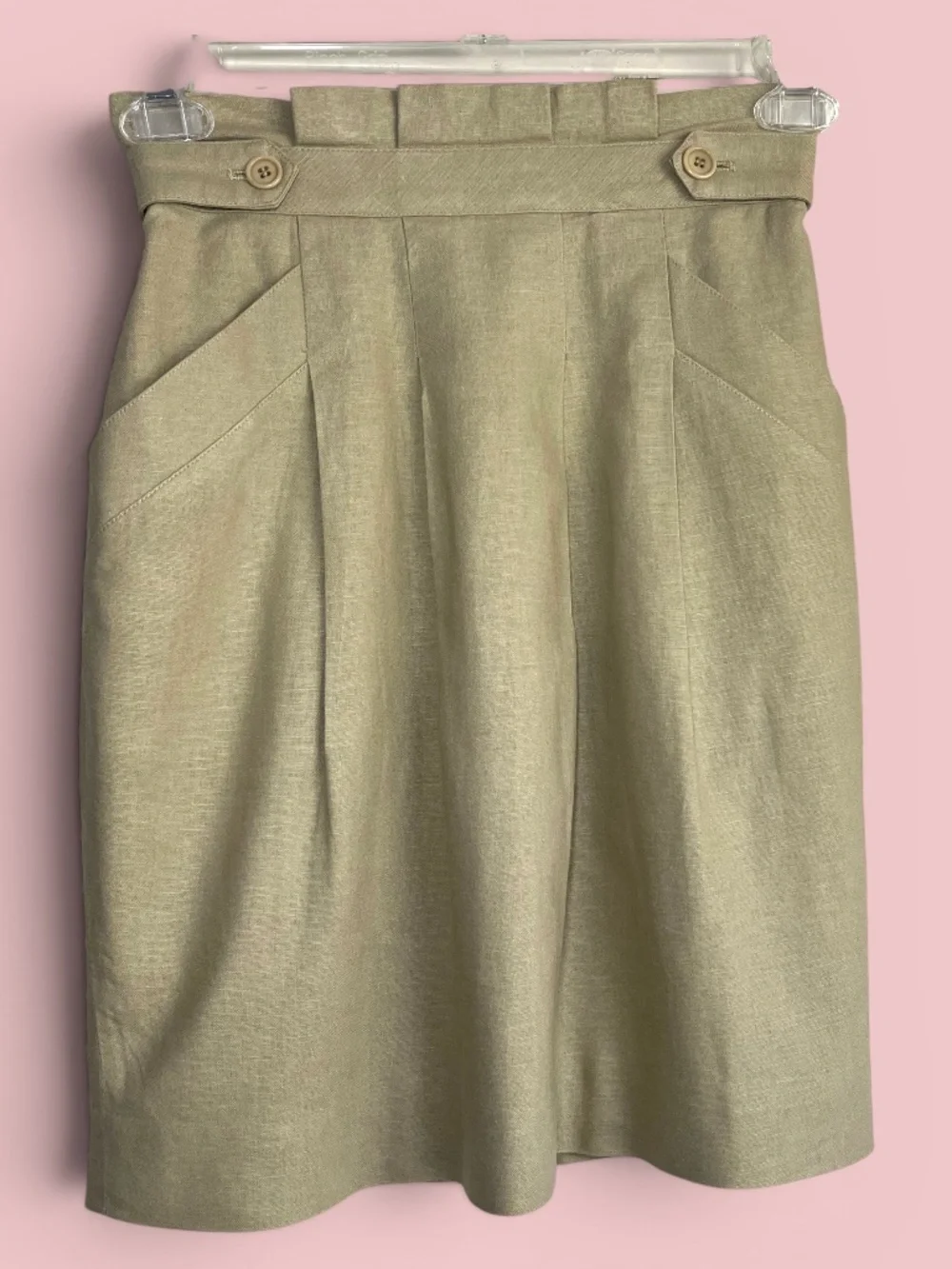 BCBGMaxAzria Tan Linen Blend Lined A-Line Skirt Size 2